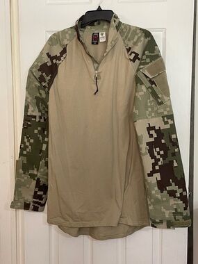 LBX Tactical Binter Defense Combat Field Shirt - Tan with Digital Camo Sleeves.